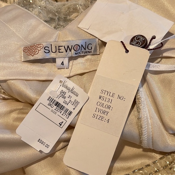 Sue Wong Nocturne Formal Beaded Ivory Gown Size 4 - Picture 13 of 15